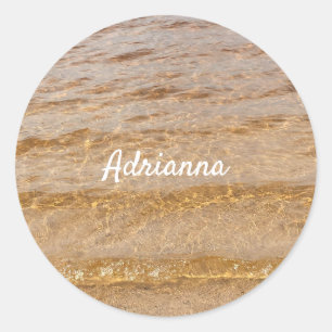 Maritimes Strand Ozeanwellen Namensgeschenk  Runder Aufkleber