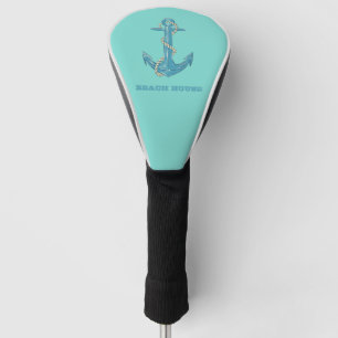 Maritimes Strandhaus, Anker, Seil, Mintgrün Golf Headcover
