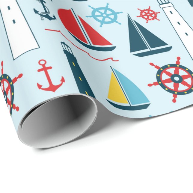 Maritimes Strandmuster-Geschenkpapier Geschenkpapier (Rolleneckpunkt)
