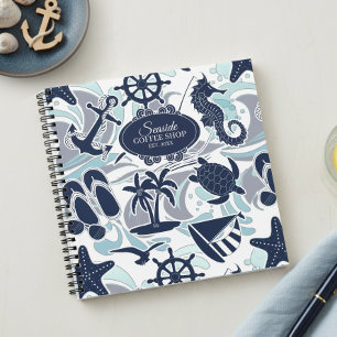 Maritimes Strandmuster Navy ID839 Notizbuch
