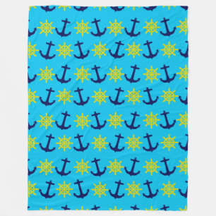 Maritimes Thema Anker- und Rad-Muster Fleecedecke