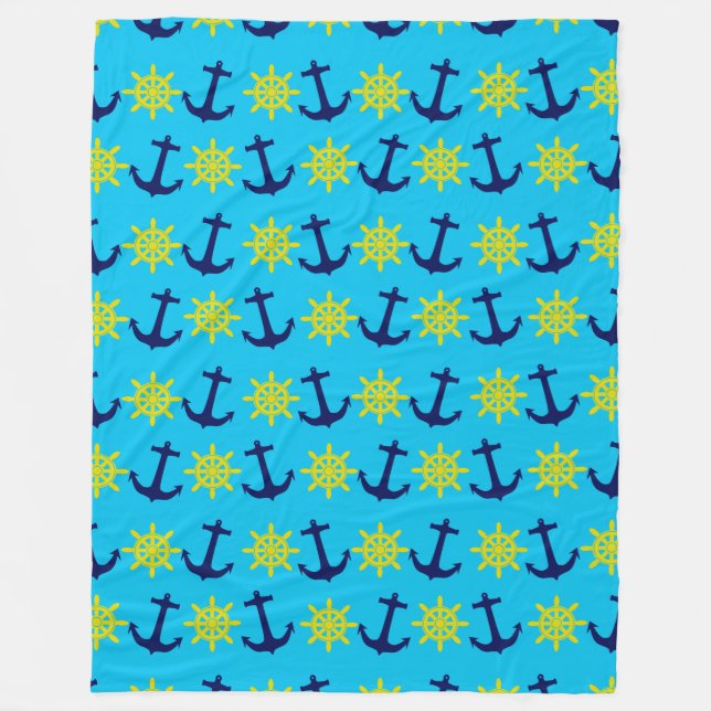 Maritimes Thema Anker- und Rad-Muster Fleecedecke (Vorderseite)