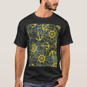 Maritimes Vintage-Muster, Anker und Karte. T-Shirt