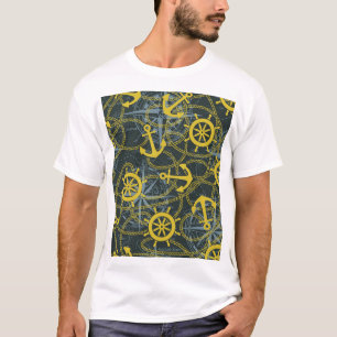 Maritimes Vintage-Muster, Anker und Karte. T-Shirt