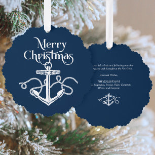 Maritimes Weihnachtsanker Marineblau Ornament Karte