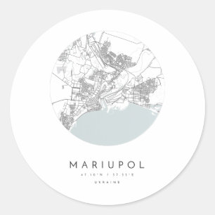 Mariupol Ukraine Koordinaten Karte Heimatort Runder Aufkleber