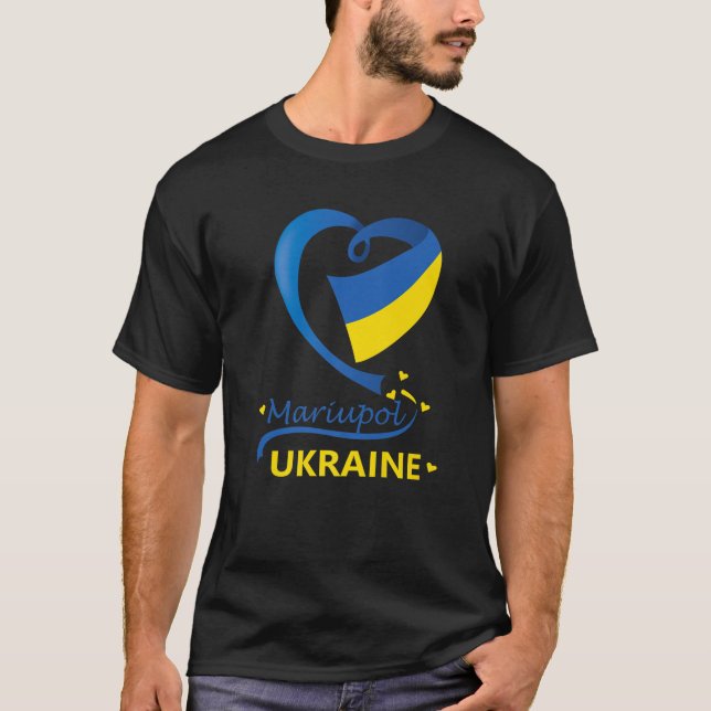 Mariupol Ukraine National Flag Herz Emblem Wappen T-Shirt (Vorderseite)