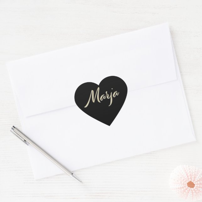 Marja white gold Handwriting Aufkleber Herz (Umschlag)