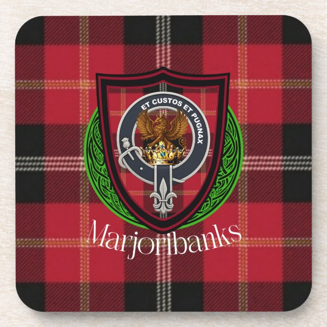 Marjoribanks Scottish Clan Tartan & Crest Getränkeuntersetzer (Vorderseite)