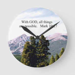 Mark 10:27 Mit Gott, alles ist möglich. Runde Wanduhr