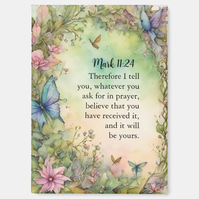 Mark 11:24 Christliche Aquarellbilder Magnet (Vorderseite)