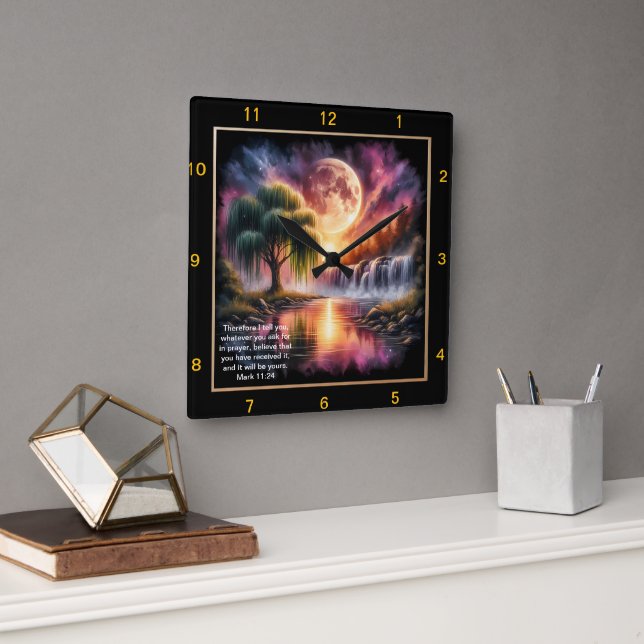 Mark 11:24 Spiritueller Ausdruck: Personalisiertes Quadratische Wanduhr (Büro)