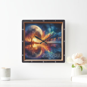 Mark 11:24 Uhr: Personalisierte Christliche Gif Quadratische Wanduhr