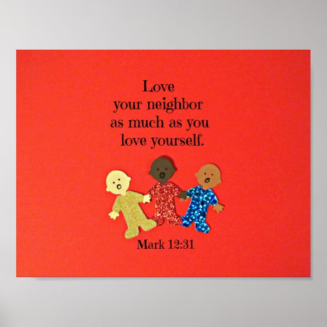 Mark 12:31 Liebe Ihren Nachbarn so viel wie Sie Li Poster (Vorne)