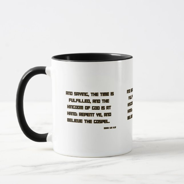 Mark 1:15 KJV Bible Scripture Two-Tone Tasse (Links)