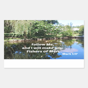 Mark 1:17 Folgen Sie mir und ich werde Sie zu Fisc Rechteckiger Aufkleber