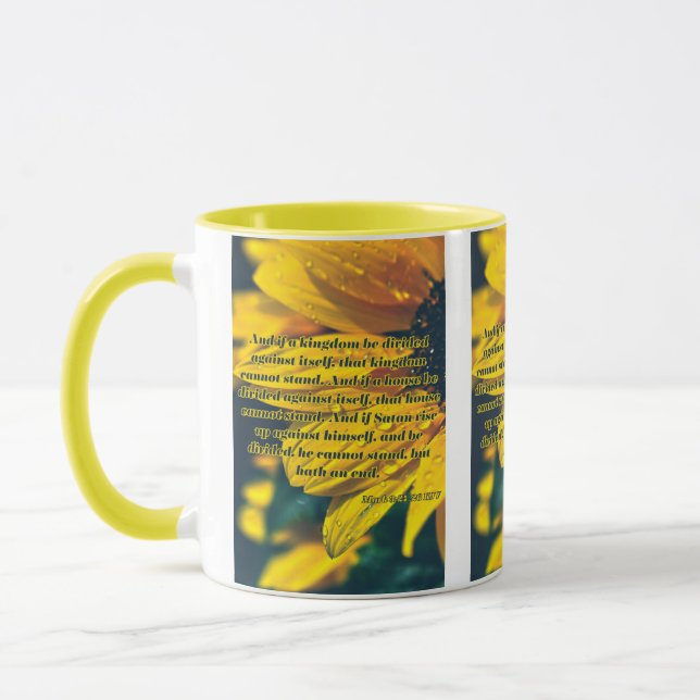 Mark 3:24-26 KJV Bibelschrift Bild Zwei-Ton Tasse (Links)