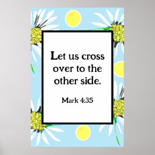 Mark 4:35 Bold Daisies - Pastellblau Gelb Poster