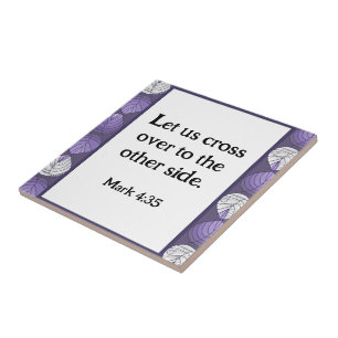 Mark 4:35 Fish Head Blätter Lilac Fliese