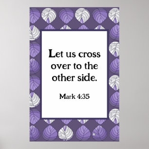 Mark 4:35 Fish Head Blätter Lilac Poster