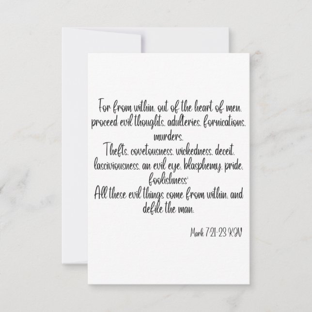 Mark 7:21-23 KJV Bible Scripture Grußkarte Karte (Vorderseite)