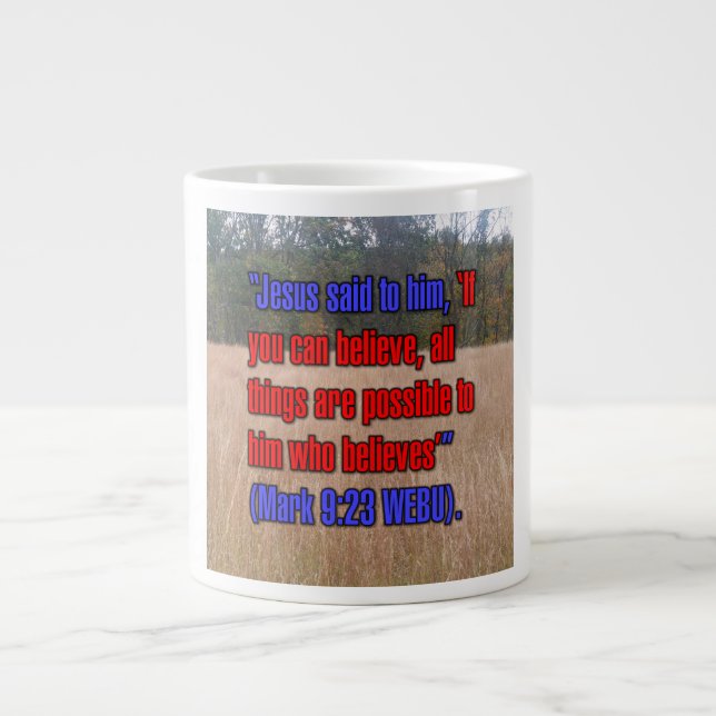 Mark 9:23 WEBU Mug Jumbo-Tasse (Vorderseite)