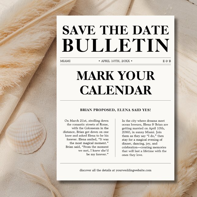 Mark Calendar Classic Bulletin Newspaper Wedding Save The Date (Von Creator hochgeladen)