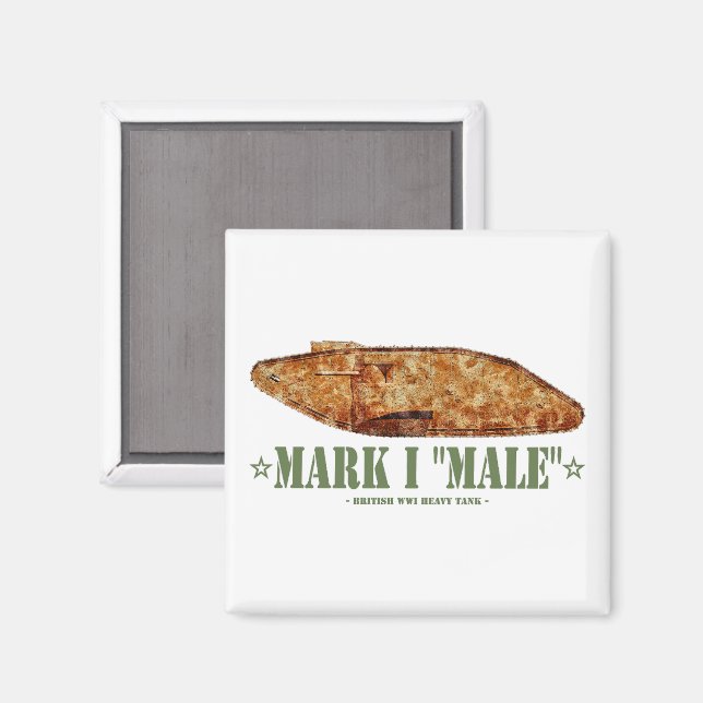Mark I Male Weltkrieg Erster britischer Schwerpunk Magnet (Vorderseite/Rückseite)