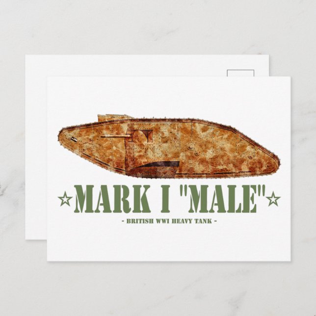 Mark I Male Weltkrieg Erster britischer Schwerpunk Postkarte (Vorne/Hinten)
