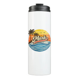Mark Retro-Sonnenuntergang-Name-Design Thermosbecher