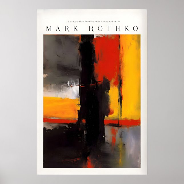 Mark Rothko Stil Fette Schwarz und Gelbe Abstrakti Poster (Vorne)