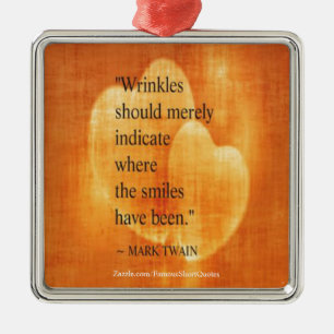 Mark Twain Geburtstagszitat mit Herzen Silbernes Ornament