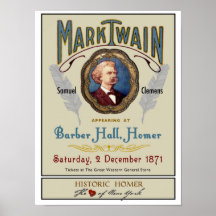 Mark Twain im Barber Hall Historic Homer NY Poster