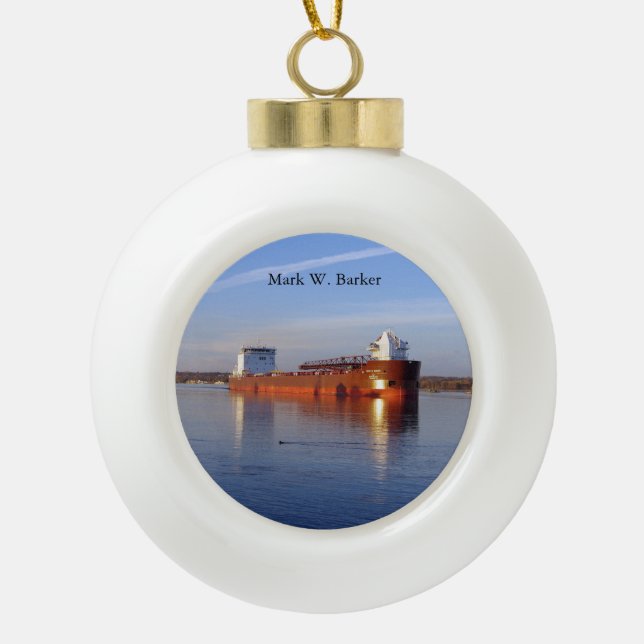 Mark W. Barker ball oder Schneeflocke Keramik Kugel-Ornament (Vorderseite)