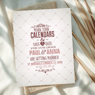 Mark Your Kalender Save the Date Wedding Einladung
