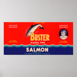 Marke Buster Lachs Label- Seattle, WA Poster