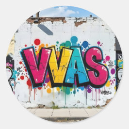 Marke des Studios – Lebendige Graffiti-Kunst Klass Runder Aufkleber