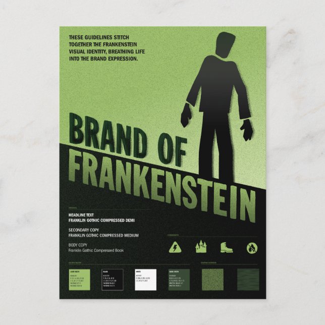 Marke Frankenstein - Vintages Horror-Poster Postkarte (Vorderseite)