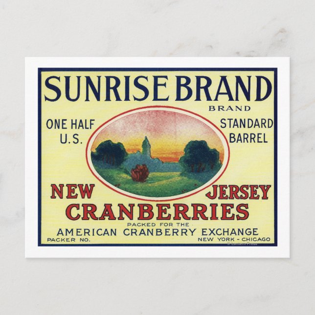 Marke Sunrise Cranberry Label Postkarte (Vorderseite)