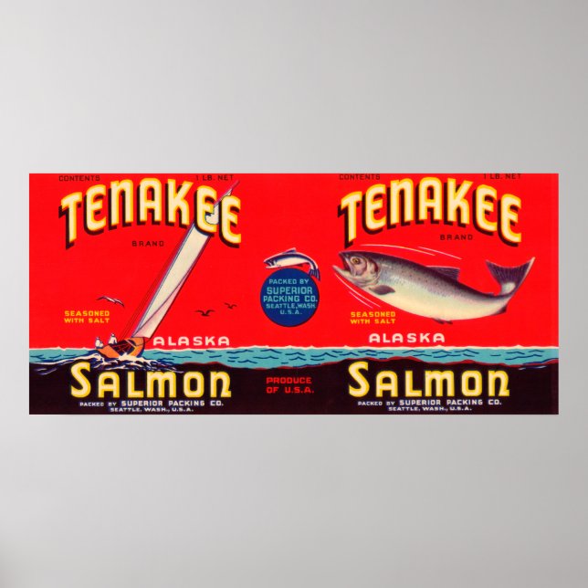 Marke Tenakee Lachs Label- Seattle, WA Poster (Vorne)