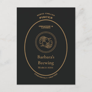 Marke, Zodiaka-Zeichen, Pisces, anpassbar Postkarte