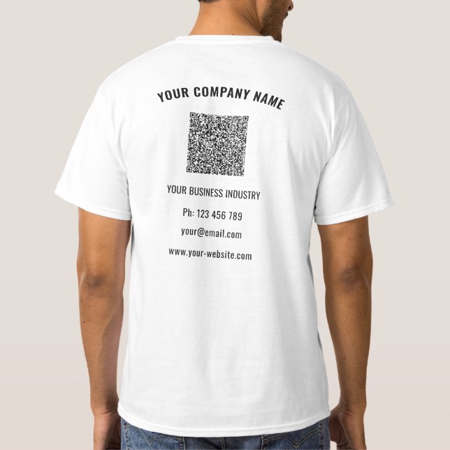 Marken-Logo und QR-Code Business T-Shirt Vorlage (Rückseite)