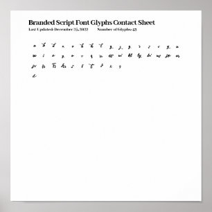 Marken-Schriftart-Glyphen-Kontaktblatt Poster