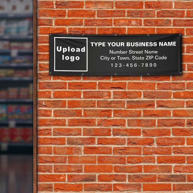 Markenbezeichnung auf Black Long Banner (Black long banner with your business brand)