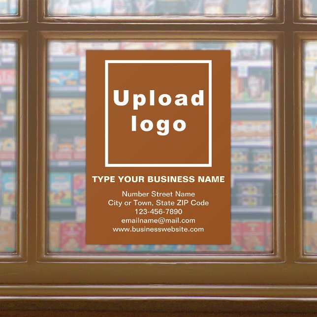 Markenbezeichnung auf Braunglasklammer Fensteraufkleber (Build brand name awareness. Your business brand on brown window cling.)