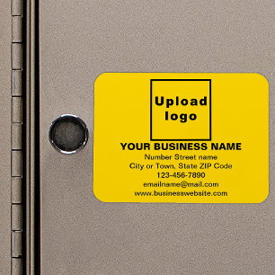 Markenbezeichnung auf flexibler gelber Rechteck Magnet