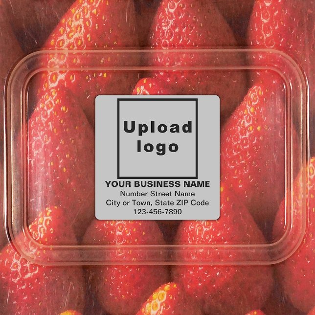 Markenbezeichnung auf grauem Platz - Adhesive Labe Etiketten (Gray square adhesive label with your business brand)