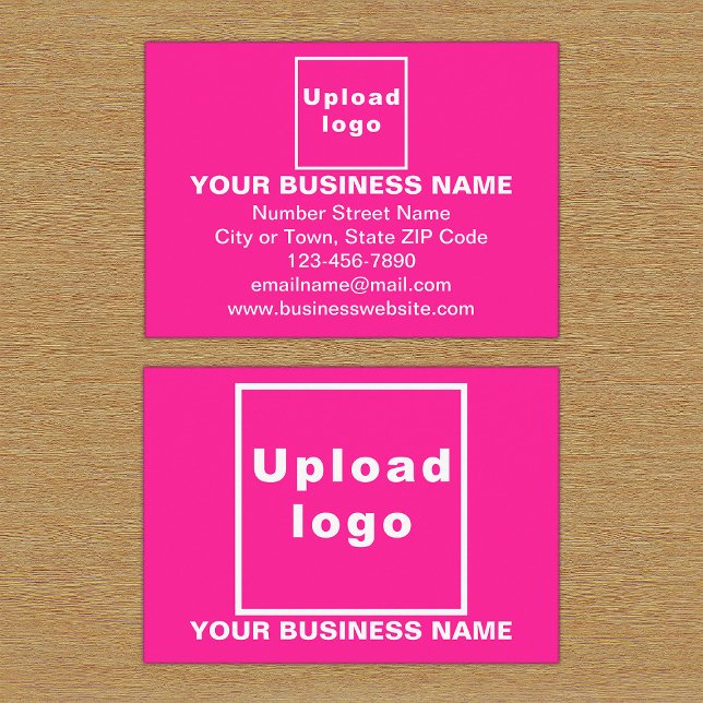 Markenbezeichnung auf rosa Rectangle-Einschließkar Begleitkarte (Front and back sides of pink enclosure card with your business brand.)