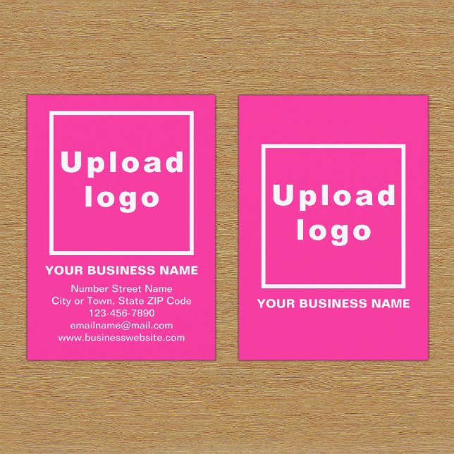 Markenbezeichnung auf Small Pink Portrait Card Visitenkarte (Front and back of the pink business card with your brand)