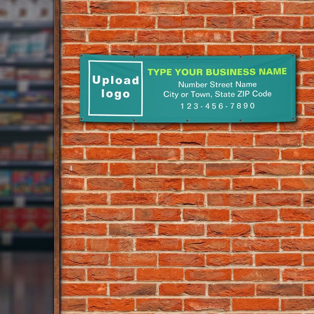 Markenbezeichnung für Aquamarin grünes Banner (Teal green long banner with your business brand)